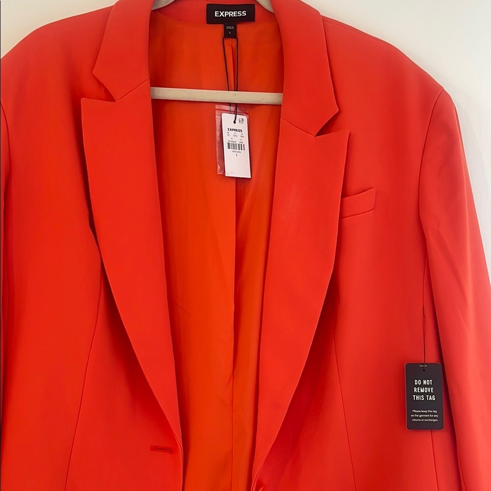 Express Orange Blazer Classic Suit Jacket